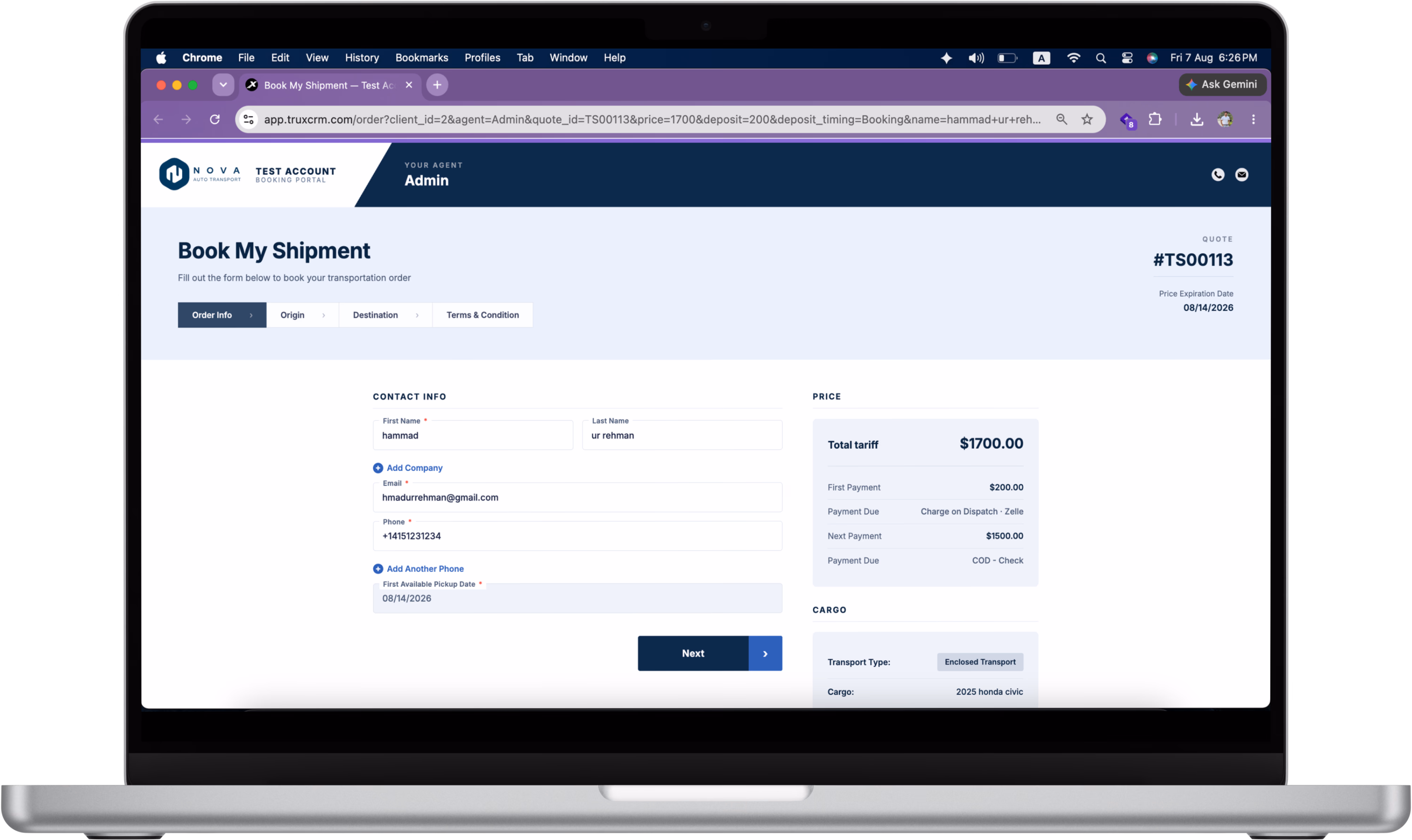 TruxCRM eDocs & Electronic Signatures interface
