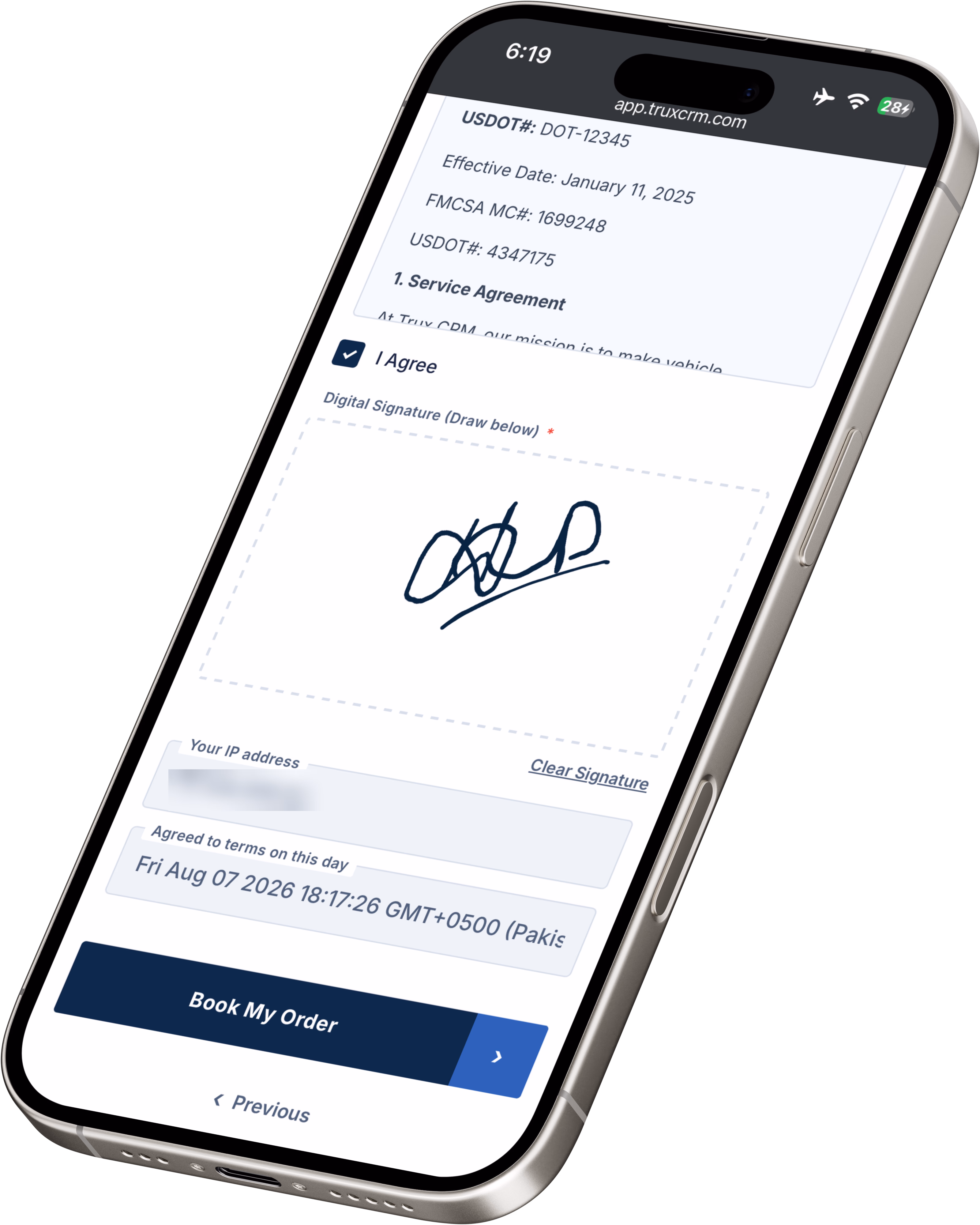 TruxCRM eDocs & Electronic Signatures interface
