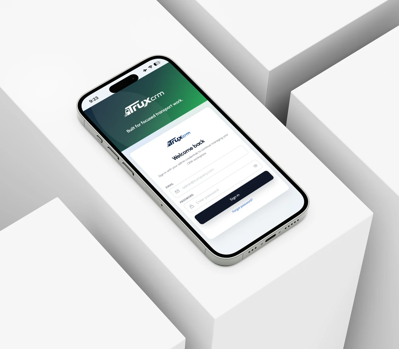 TruxCRM running as an installed app on a phone